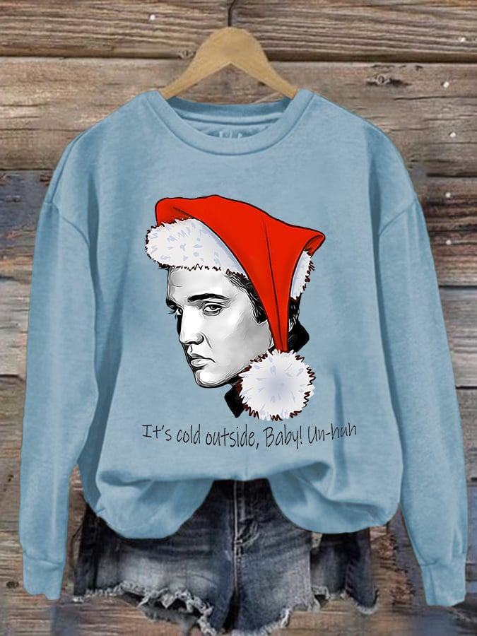 Women's Vintage It's Cold Outside Baby Print Round Neck Sweatshirt
