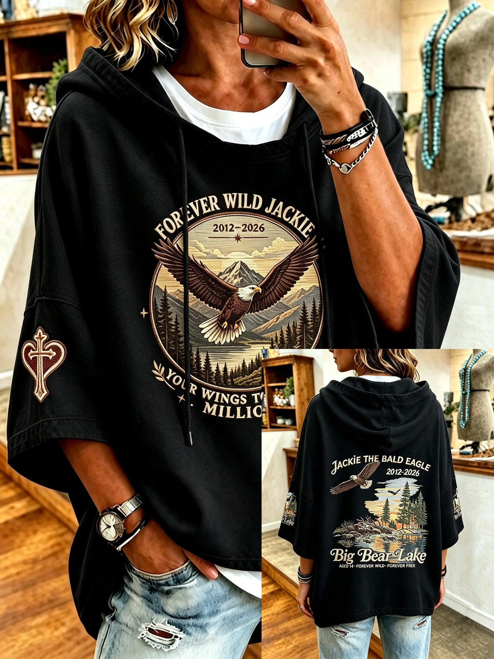 Women'S Casual Bald Eagle "Jackie" Print Top