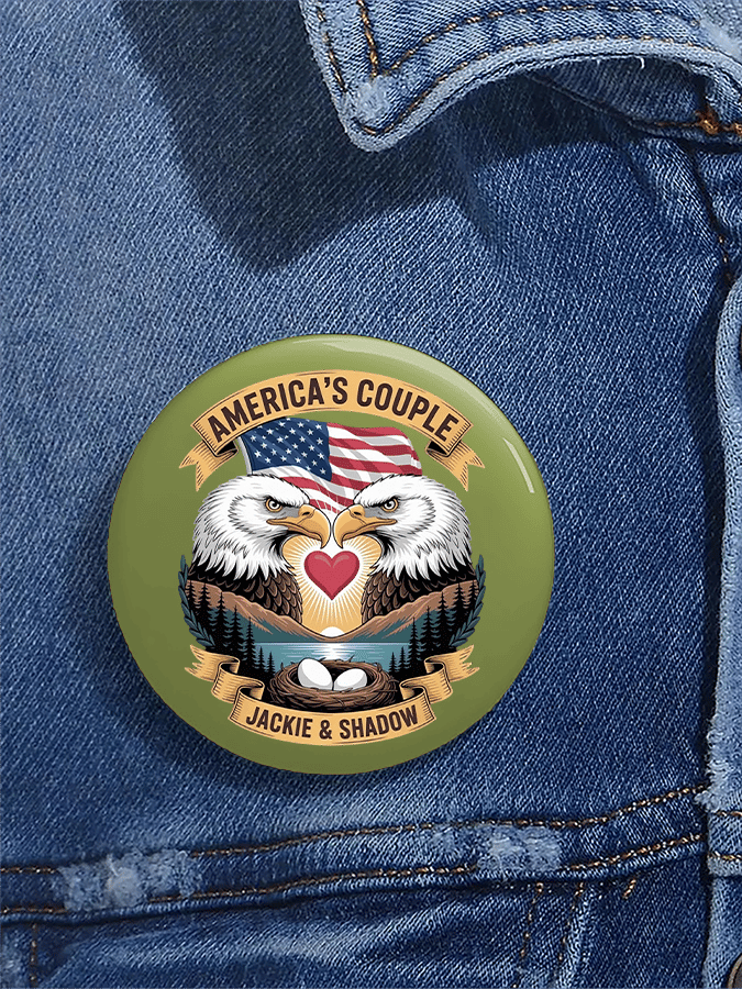 Unisex Retro America's Couple Jackie & Shadow Pin-Back Button