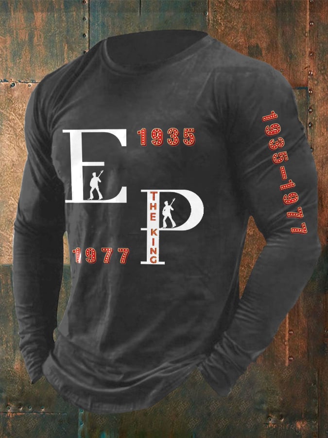 Men's Retro King Of Rock Roll 1935-1977 Print T-Shirt