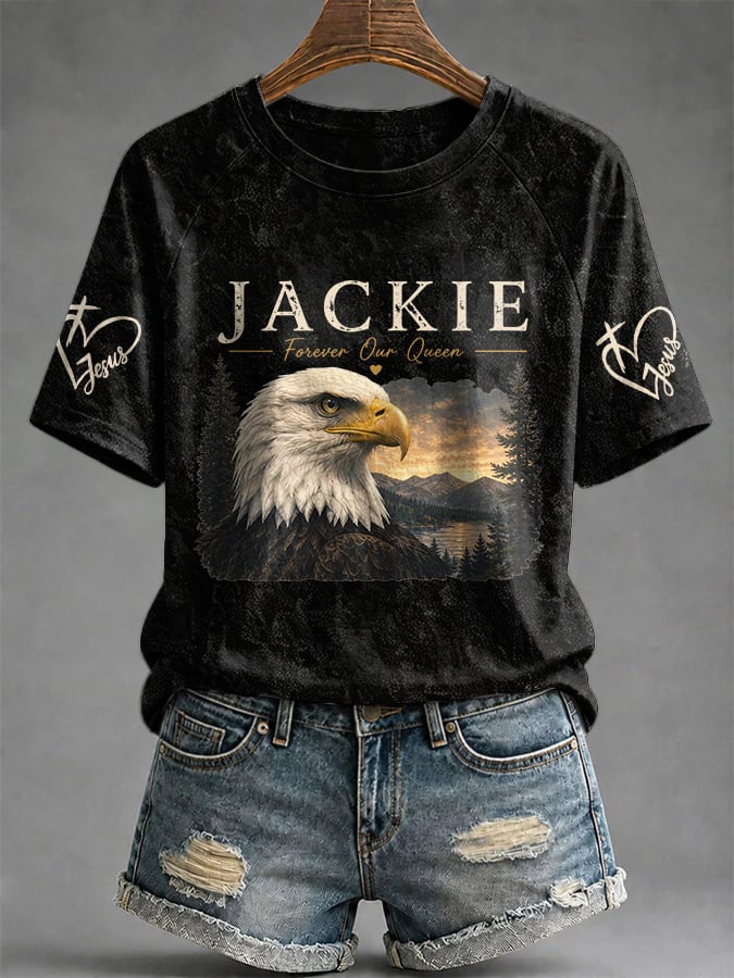 Retro Jackie Forever Our Queen Print T-Shirt