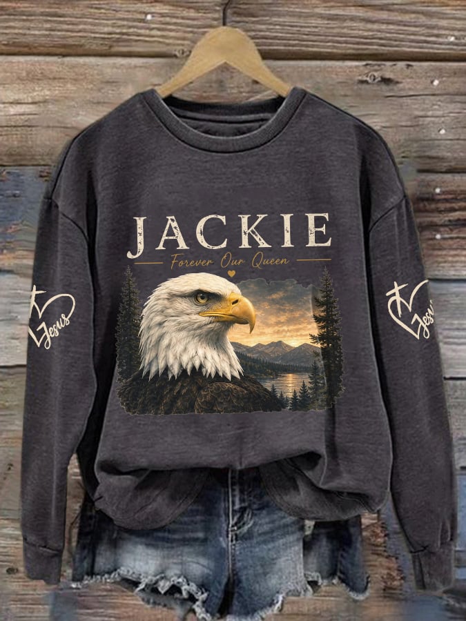 Retro Jackie Forever Our Queen Print Sweatshirt