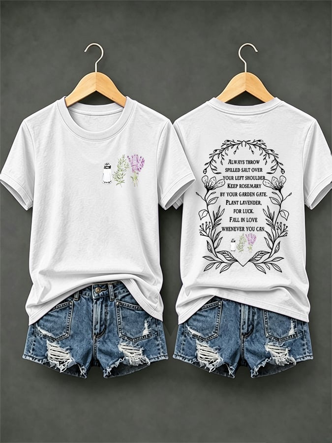 Women's Always Throw Spilled Salt Over Your Left Shoulder Print Casual T-shirt