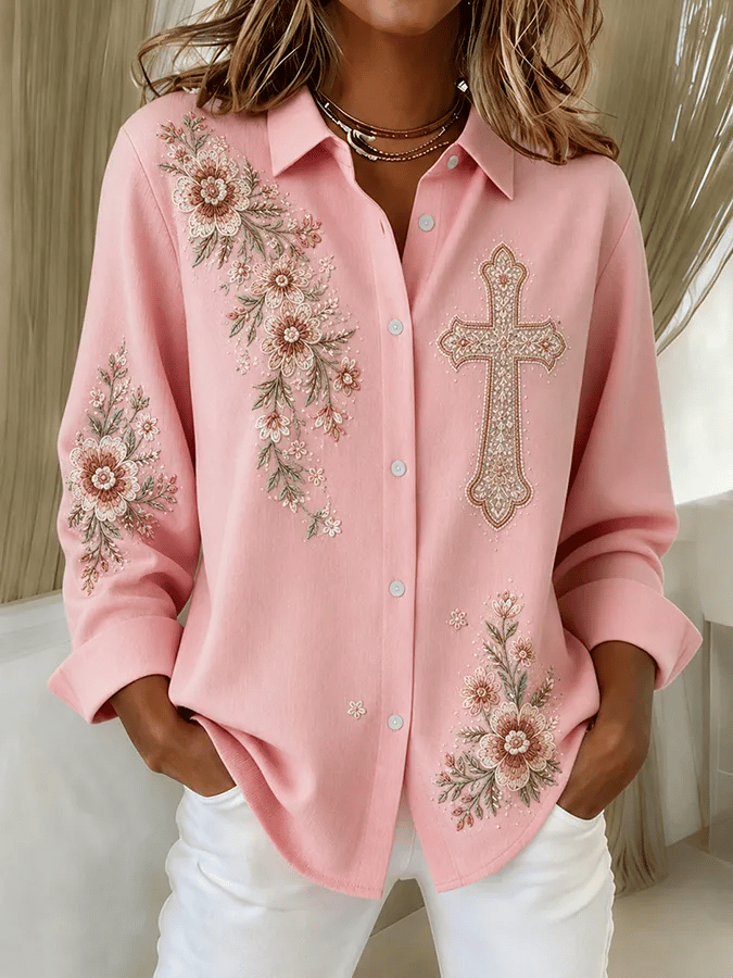 Women's Plaid Print Casual Lapel Shirt