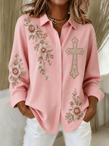 Women's Plaid Print Casual Lapel Shirt
