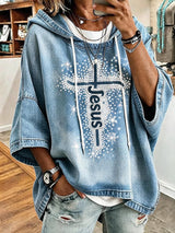 Women's Faith Cross Print Hooded Sweatshirt