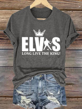 Retro King Of Rock Roll Long Live The King Print T-Shirt