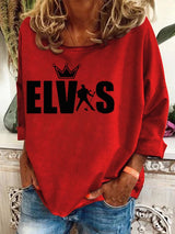 Women'S Retro King Of Rock Roll Printed Sweatshirt