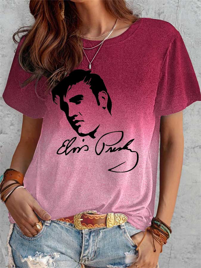 Women's Gradient Round Neck Loose Casual T-Shirt