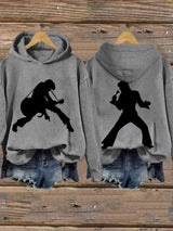 Retro King Of Rock Roll Print Hoodie