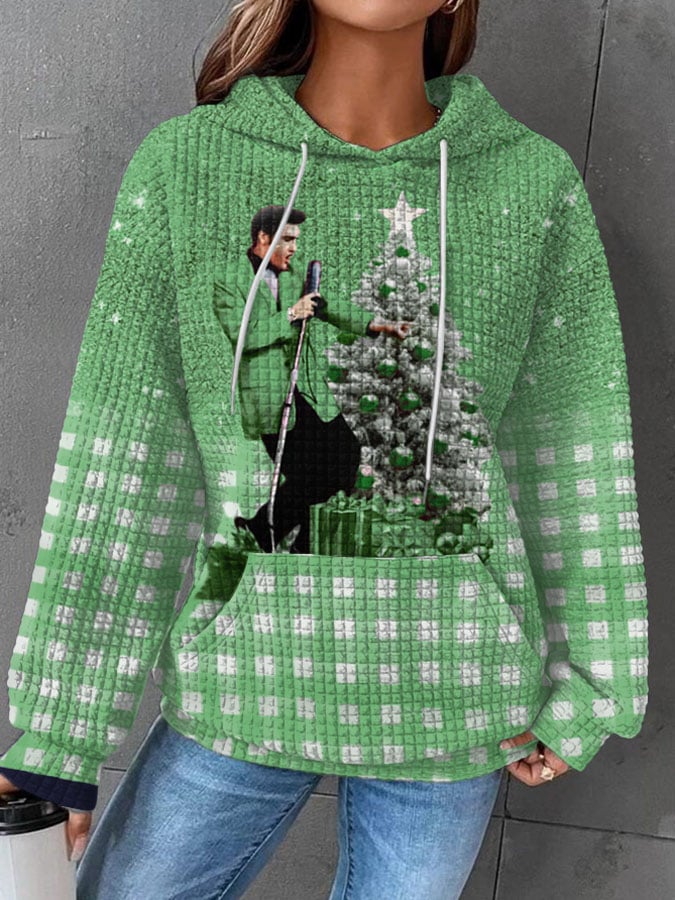 Women's Plaid Gradient Print Hoodie Long Sleeve Sweatshirt