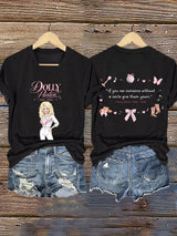 V-Neck Retro Dolly Queen Of Country If You See Someone Without A Smile Give Them Yours Print T-Shirt
