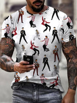 Men's rock singer printed casual T-shirt
