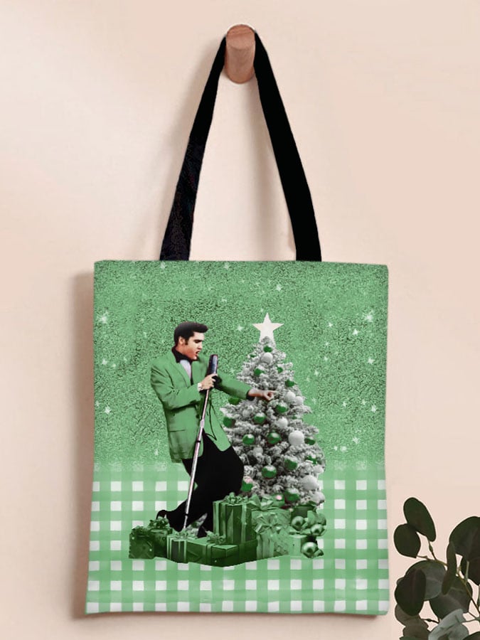 Retro Plaid Gradient Print Canvas Shoulder Bag