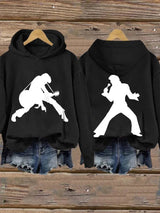 Retro King Of Rock Roll Print Hoodie