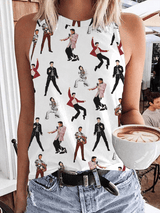Women's music singer printed vest