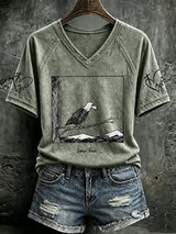 V Neck Retro Jackie Forever Our Queen Soar Free Print T-Shirt