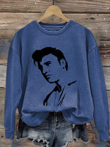 Retro King Of Rock Roll Print Sweatshirt