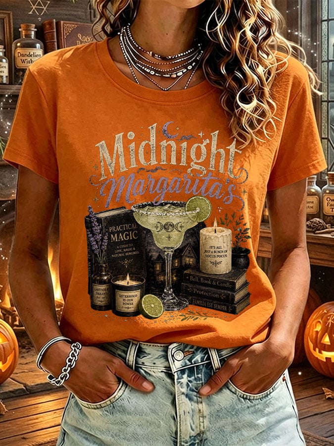 Women's Midnight Margaritas Print Casual T-shirt