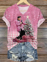 Women's Casual Print V Neck T-Shirt