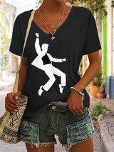 Women's Legendary Actor Singer Silhouette Casual V-Neck Tee