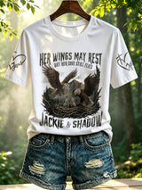 Retro Her Wings May Rest But Her Love Still Flies Jackie & Shadow Print T-Shirt