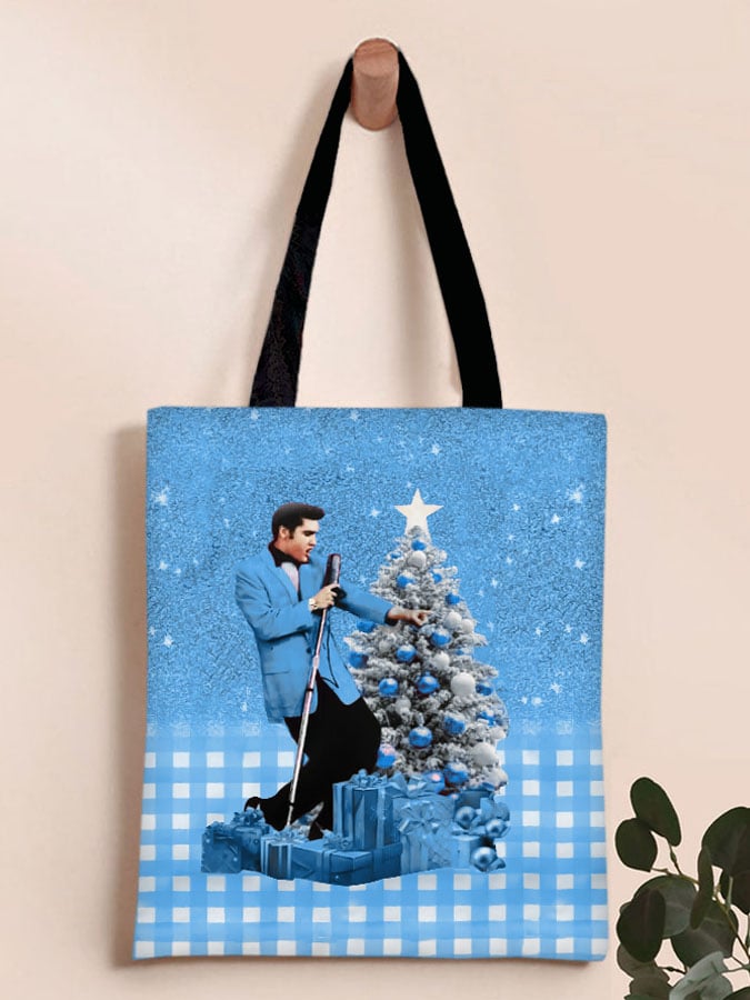 Retro Plaid Gradient Print Canvas Shoulder Bag