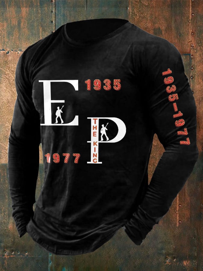 Men's Retro King Of Rock Roll 1935-1977 Print T-Shirt