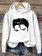 Retro King Of Rock Roll Printed Hoodie
