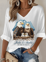 Women's Jackie and Shadow Print Waffle-Knit Casual T-Shirt