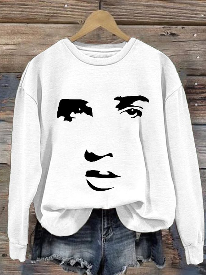 Retro King Of Rock Roll Print Sweatshirt