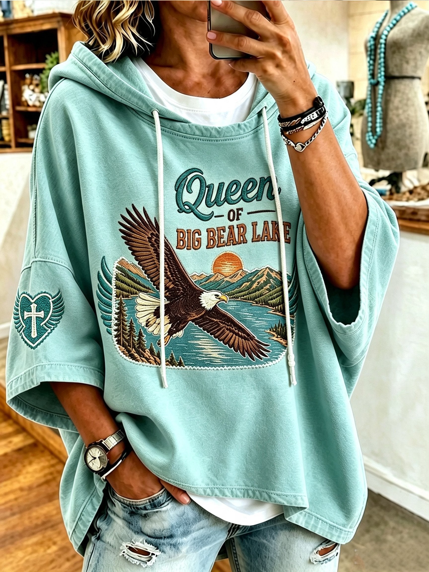 Women'S Casual Bald Eagle "Jackie" Print Top