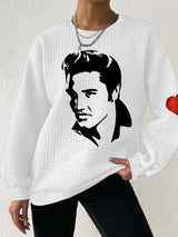 Women's Silhouette Print Souvenir Waffle Sweatshirt