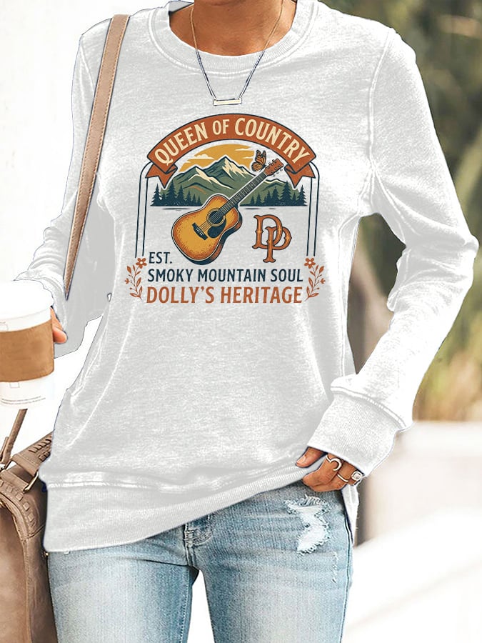 Retro Queen Of Country Est. Smoky Mountain Soul  Dolly's Heritage Print Sweatshirt