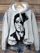 Retro King Of Rock Roll Print Hoodie