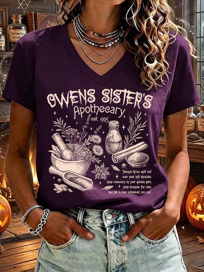 Women's Owens Sisters Apothecary Witch Print T-shirt