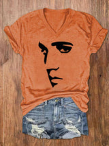 Women's Silhouette Print Souvenir V-Neck T-Shirt