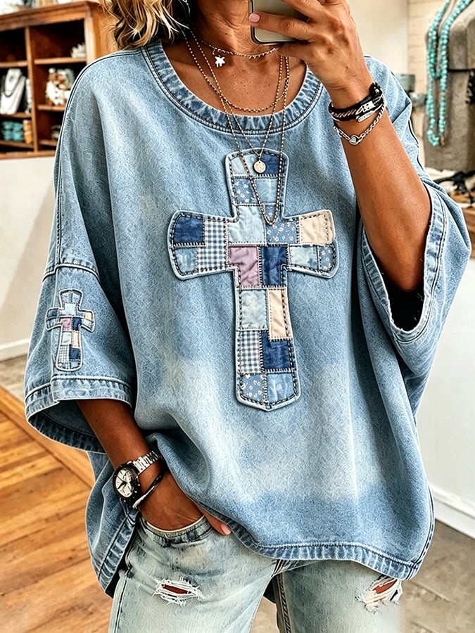 Women's God Is Good Faith Cross Print Hooded Sweatshirt