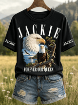 Women's Retro Fly Strong Jackie Print Raglan Short-Sleeved T-Shirt