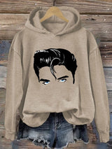 Retro King Of Rock Roll Printed Hoodie