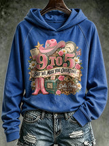 Retro 9 To But We Miss You Overtime Print Hoodie