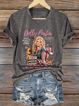 V-Neck Retro Find Out Who You Are And Do It On Purpose A Little Bit Country, A Little Bit Rock 'N' Roll, And A Whole Lot Of Heart. We Will Always Love You Print T-Shirt