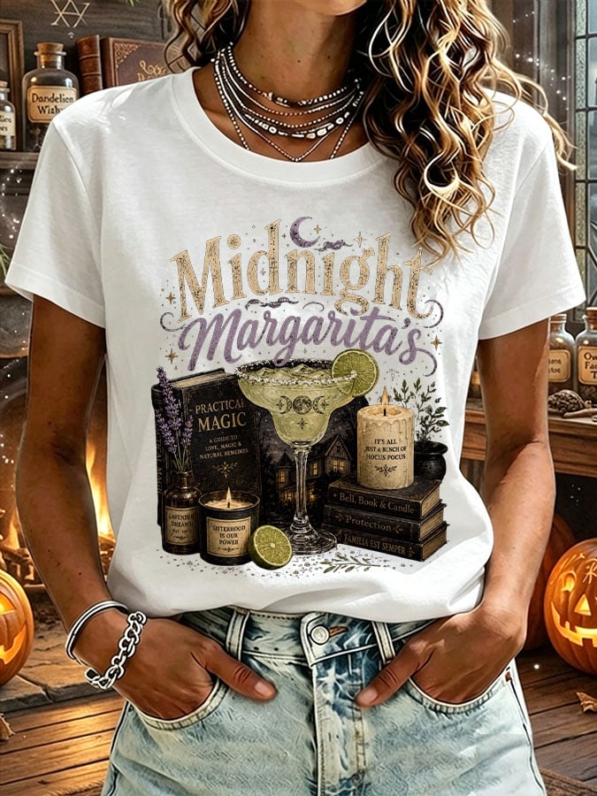 Women's Midnight Margaritas Print Casual T-shirt