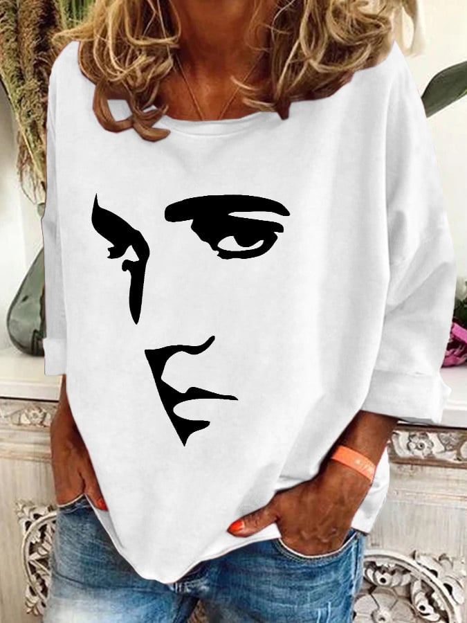 Retro King Of Rock Roll Print Sweatshirt