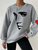 Women's Silhouette Print Souvenir Waffle Sweatshirt