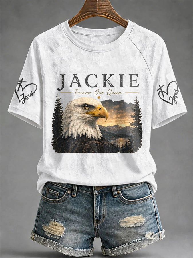 Retro Jackie Forever Our Queen Print T-Shirt