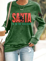 Retro Santa Is In The Building & King Of Rock Roll Print Sweatshirt