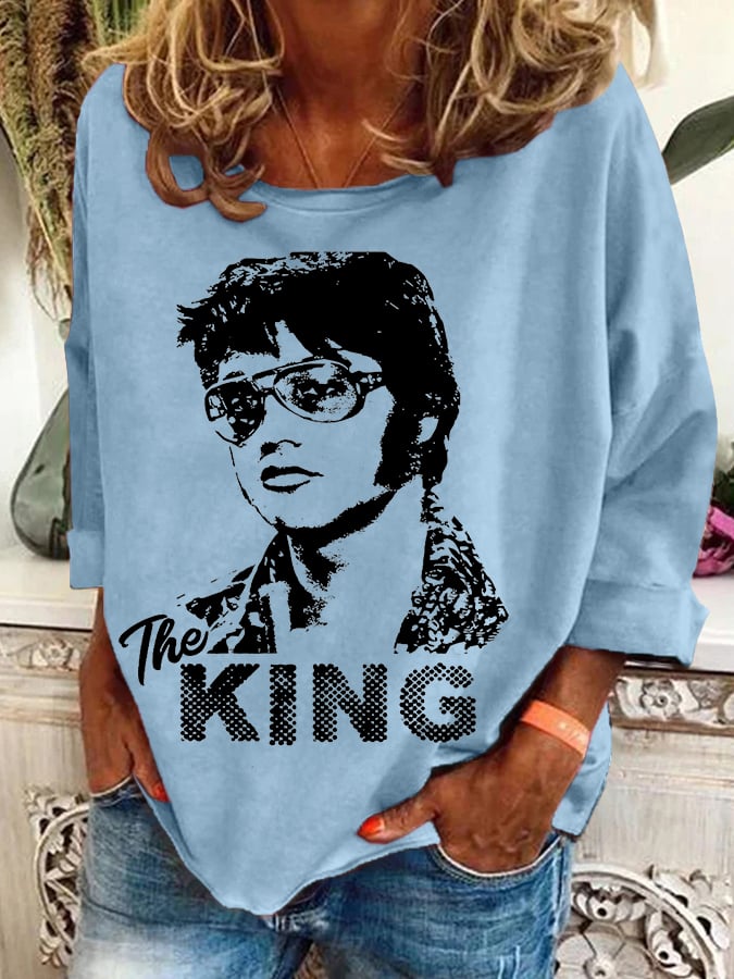 Women's Vintage Print Round Neck Sweatshirt