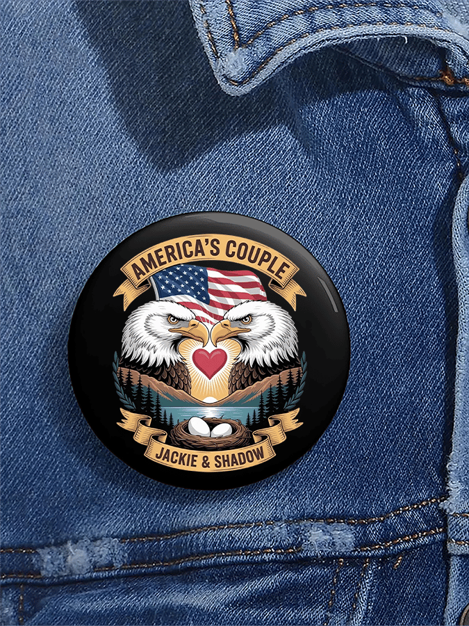 Unisex Retro America's Couple Jackie & Shadow Pin-Back Button
