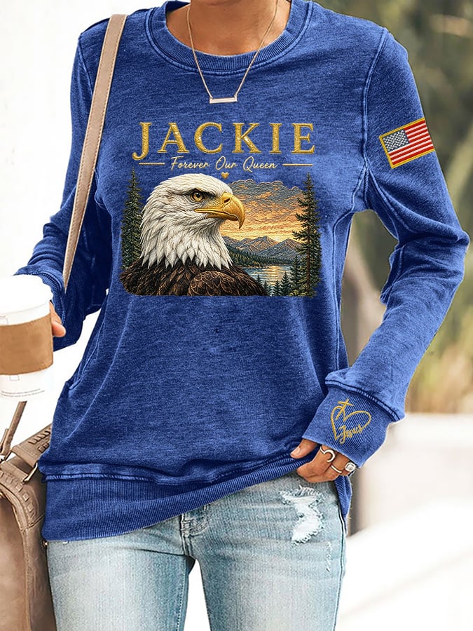 Retro Jackie Forever Our Queen Print Sweatshirt